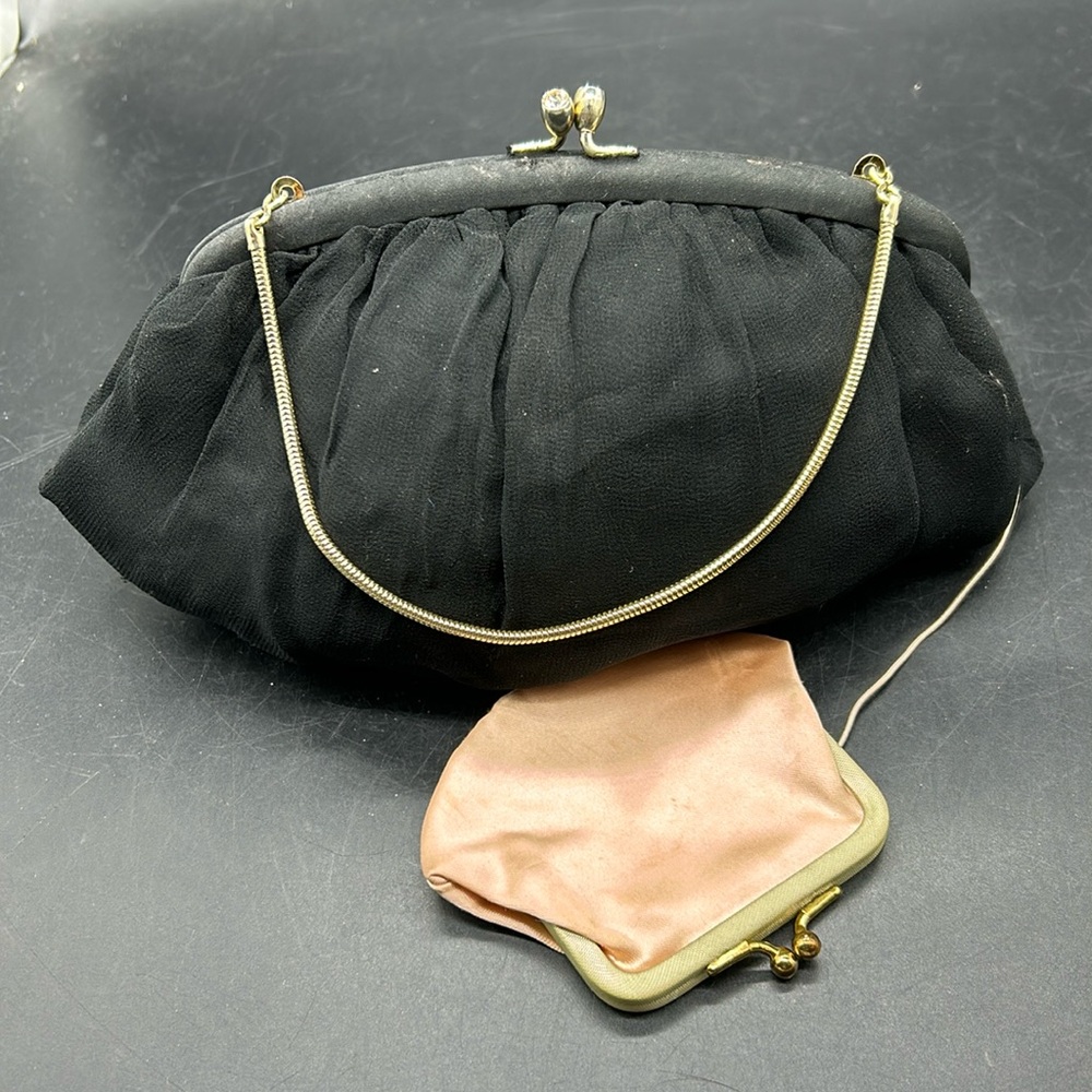 Black Chiffon Mini Clutch Bag